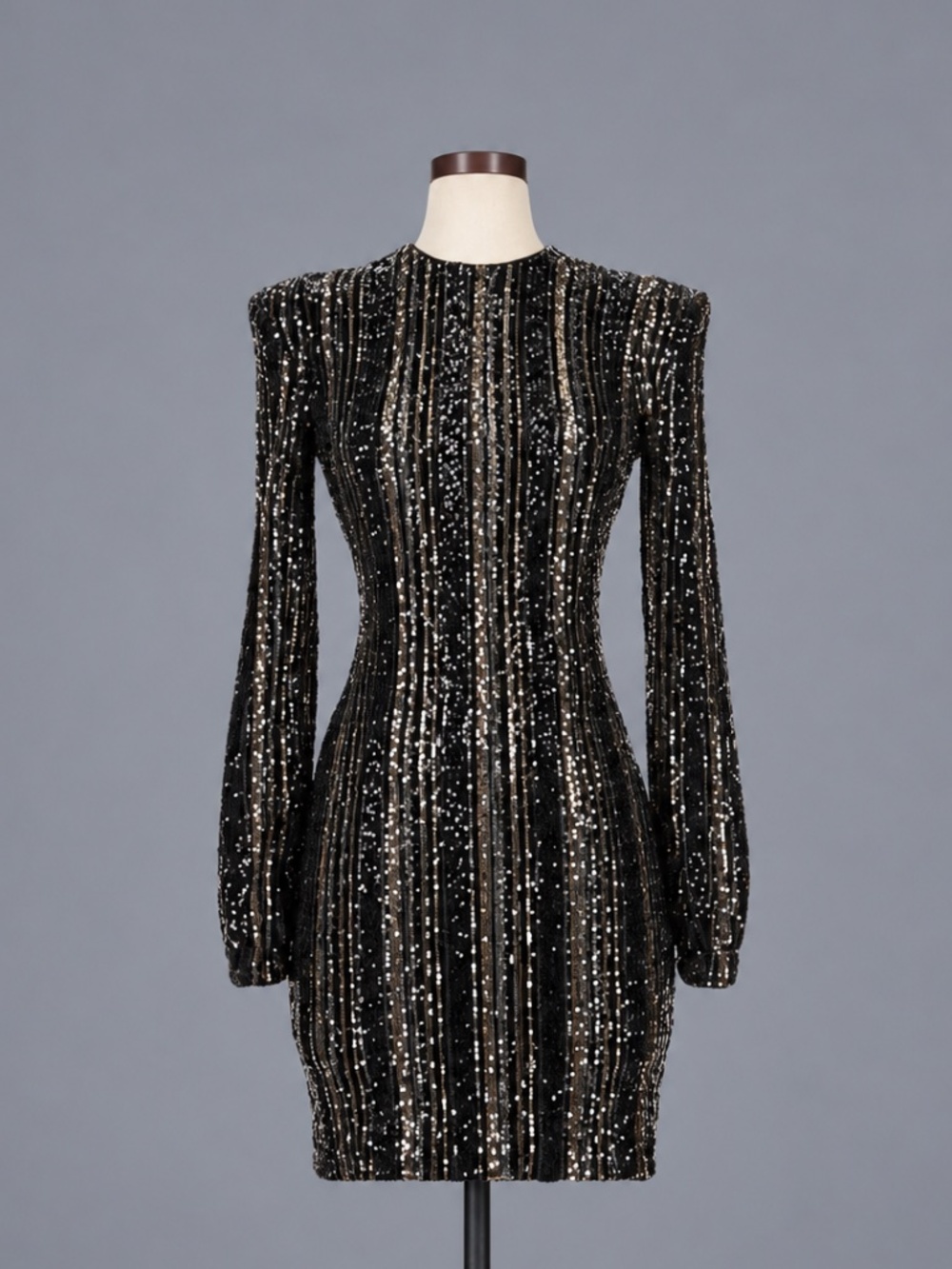 Aqua Black Sequin Long Sleeve Mini Dress – XS NWT
